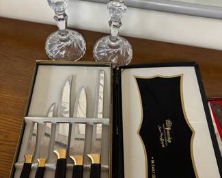 Set of 5 Peeredge Finest Sheffield Stainless Kitchen Knives with Black & 24 Karat Gold Handles