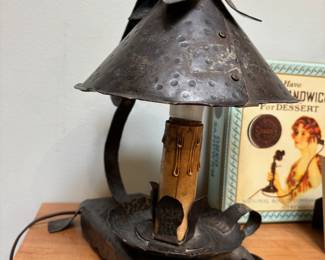 Rustic Tin Candle Chamberstick Lamp
