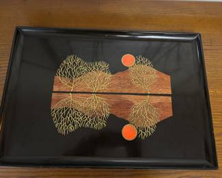 Couroc MCM Landscape Inlay Design Serving Tray