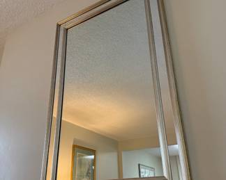 Traditional Style Rectangular Mirror with Silver Tone Frame