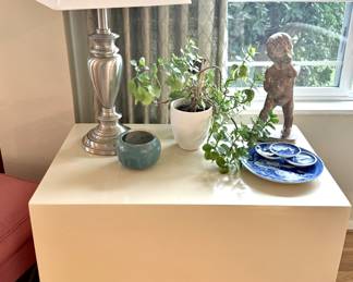 Modern White Cube End Table