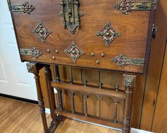 Circa 20th Century Walnut Spanish Vargueno Cabinet