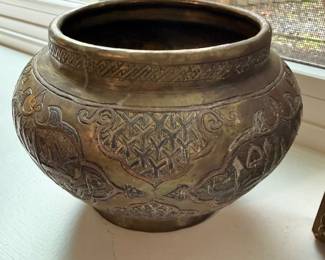 Hand Engraved Indian Brass Jardiniere