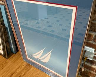 Framed America's Cup 25, 1983 Poster "The Duel" by Keith Reynolds