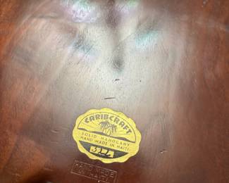 Caribcraft Solid Mahogany Leaf Shaped Serving Tray