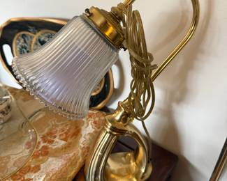 Art Deco Style Brass Gooseneck Table Lamp