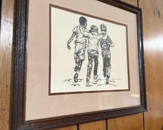 Framed & Matted Ink Drawing "Bonds of Friendship" by Vicki Ryanich
