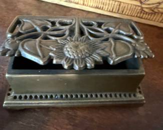 Circa 1900 Art Nouveau Brass Double Stamp Box