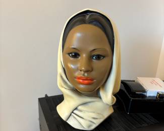 Marwal Chalkware Mid Century Women with a Scarf Bust