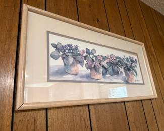 Framed & Matted Watercolor Print "Potted Violets" by Jodi Jensen