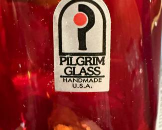 Pilgrim Red Art Glass Heart Bow