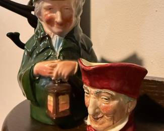 Royal Bayreuth "Lamplighter" Pitcher, Royal Doulton "The Cardinal" Character Toby Mug 
