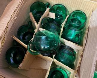 Emerald Green Glass Punch Cups