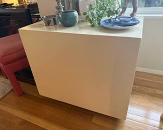 Modern White Cube End Table