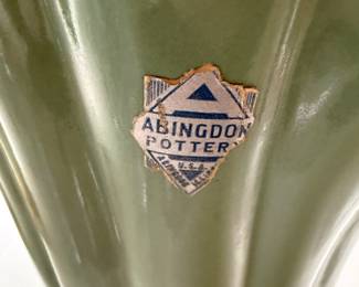 Abingdon Art Deco Green Ceramic Fan Vase