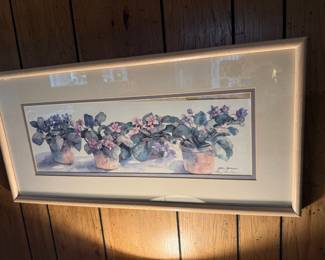 Framed & Matted Watercolor Print "Potted Violets" by Jodi Jensen