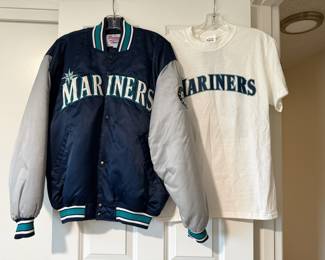 1990s Seattle Mariners Diamond Collection Starter Jacket – Size Large, Seattle Mariners White T-Shirt