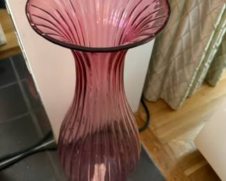 Pilgrim Hand Blown Cranberry Glass Vase 