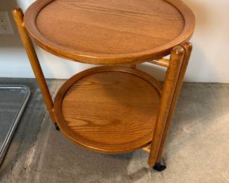 Scandinavian Round Rolling Tea Table/Serving Trolley 