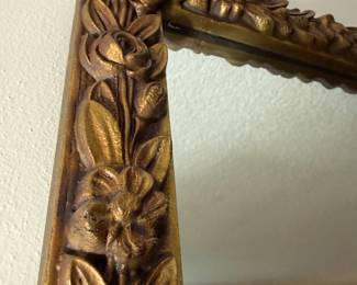 French Louis XVI-style Giltwood Rectangular Mirror with Intricate Floral Carvings