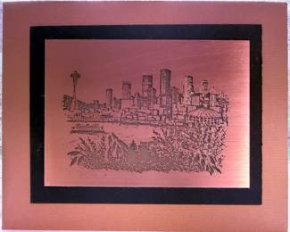 Etched Copper Seattle Skyline