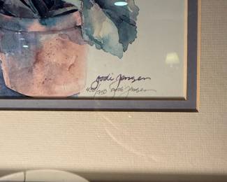 Framed & Matted Watercolor Print "Potted Violets" by Jodi Jensen