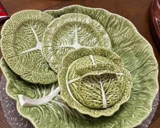 Bordallo Pinheiro Cabbage Green Earthenware Dishes