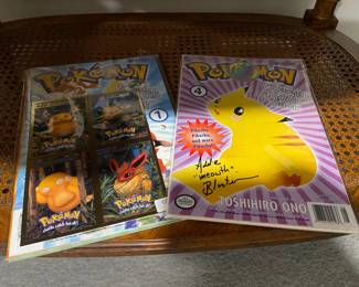Pokemon Pikachu Shocks Back Viz Comics # 1, 2, 3, 4 Promo Pack, Hasbro Spotlight Uncut Sheet of Pokémon Cards -Raichu, Meowth, Psyduck and Flareon, Pokemon “Pikachu Shocks back” #4 Addi Blaustein Meowth Signed Edition Viz Comic