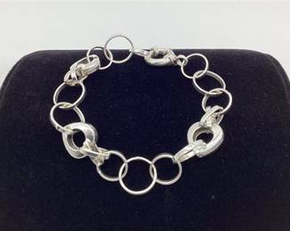 Sterling Silver Link Chain Bracelet with Toggle Clasp