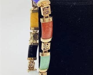 Gold Tone Multi-Colored Stone Bracelet