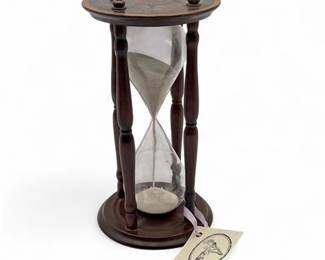 Wooden Hourglass Sand Timer with Zodiac Sun Face Design