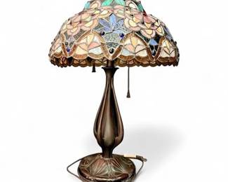 Tiffany Style Stained Glass Table Lamp Floral Dome Shade