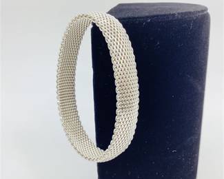 Sterling Silver Woven Mesh Bangle Bracelet