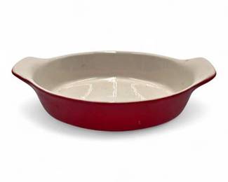 Emile Henry Ceramic Oval Baking Dish Made in France Red & Cream