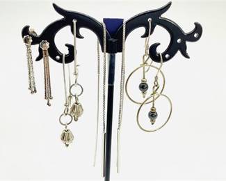 Four Pairs of Sterling Silver Dangle Drop Earrings