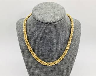 Chunky Byzantine Chain Necklace Constructed with Gold Plated Sterling Silver