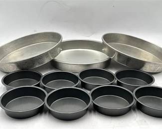 Set Of Eleven Round Aluminum Cake Pans