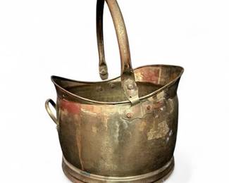Antique Brass or Copper Coal Scuttle with Bail Handle
