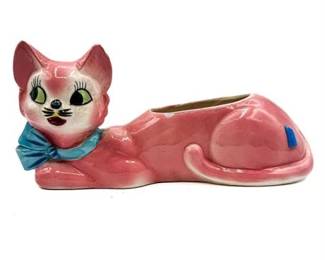 Pink Ceramic Cat Planter