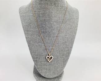 Gold Plate Over Sterling Silver CZ Heart "Love" Pendant with Box Chain