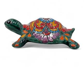 Mexican Talavera Style Ceramic Turtle Figurine