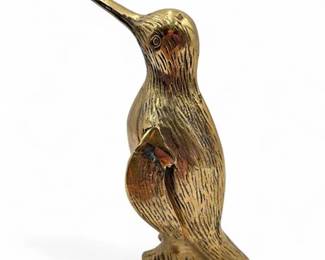 Vintage Brass Penguin Figurine with Etched Feather Details