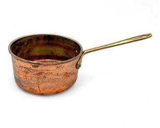 Vintage Copper Saucepan with Brass Handle Tin Lined Interior