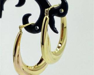 14K Yellow Gold Filled Oval Twist Design Earrings