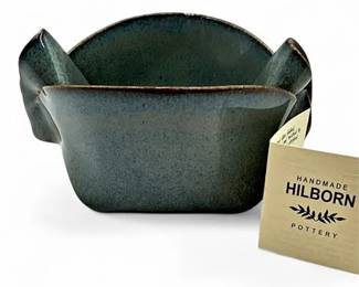 Hilborn Pottery Canada Handmade Ceramic Pinch Bowl Blue Green Glaze