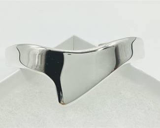 Vintage Sterling Silver Wave / Shark Fin Open Cuff Bracelet