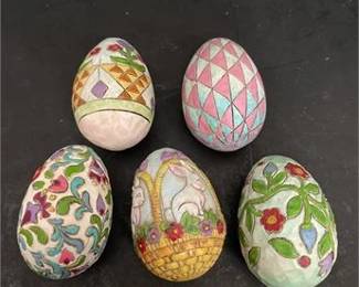 Set Of Decorative Jim Shore Heartwood Creek Easter Eggs