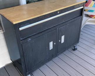Black Metal Rolling Workbench Tool Box