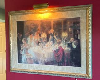 Ornately Framed Print "The End of Dinner" by Jules Alexandre Grun