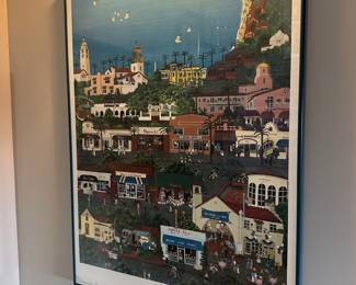 1987 Framed "La Jolla, California"Poster – Illustration by Candace King
